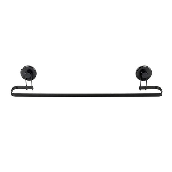 Wall Mounted Bathroom Towel Rack with Suction Cups - Black