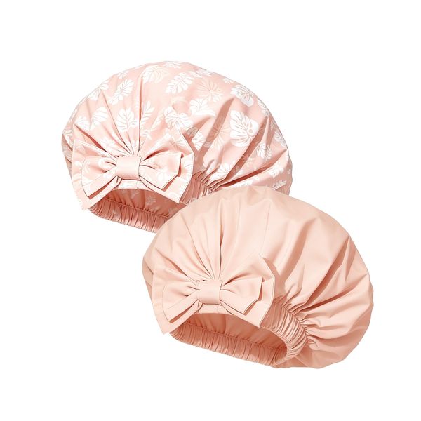 2 pieces Shower Cap Waterproof,Adjustable Shower Hair Cap