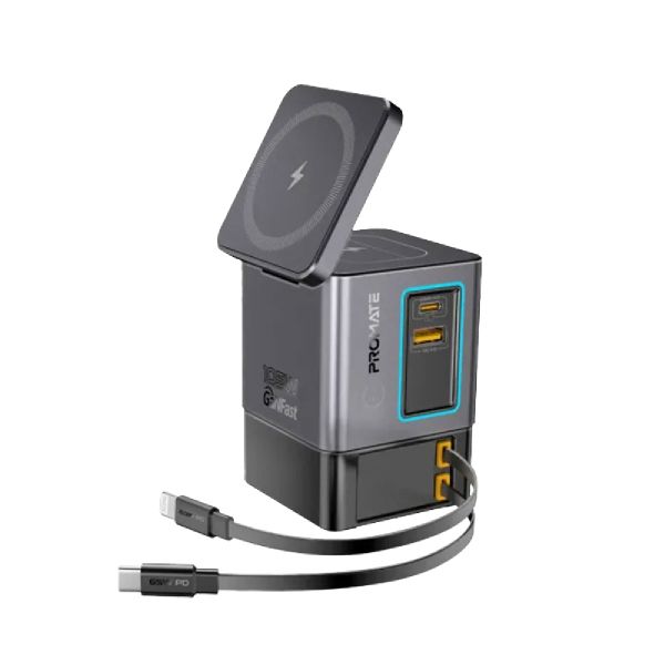 Promate PowerSync-105 105W Charging Station with Dual Retractable Cables