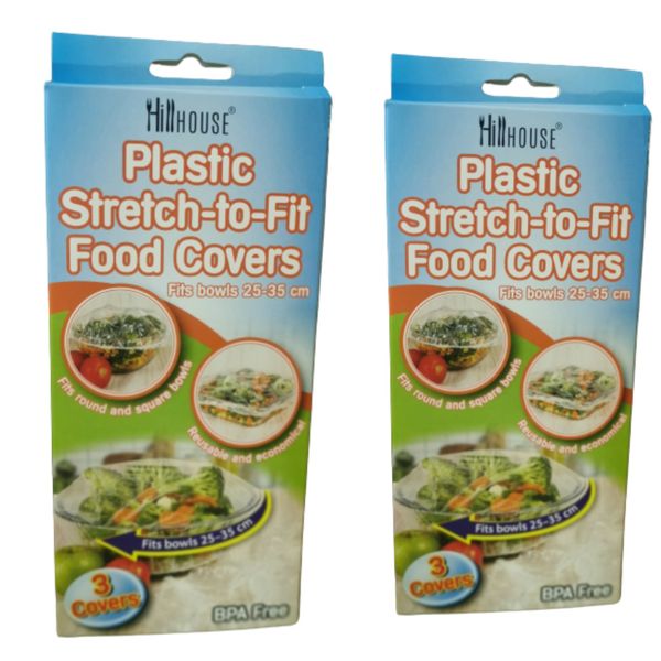 Plastic Stretch-to-fit Food Covers x6