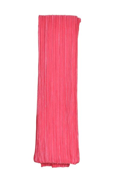Plain Pink Pleated Stretch Scarf With Overlocked Edges For Modest Wear