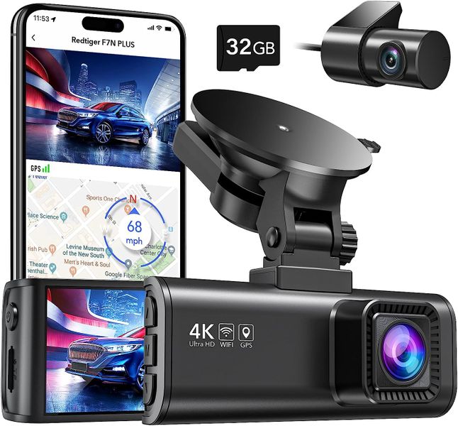REDTIGER F7NP Dash Cam Front Rear4K Full HD for Cars Wifi GPS