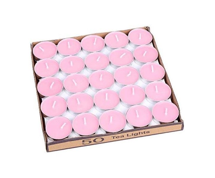Tea Light Wax Candles Pink - Pack of 50 Pieces