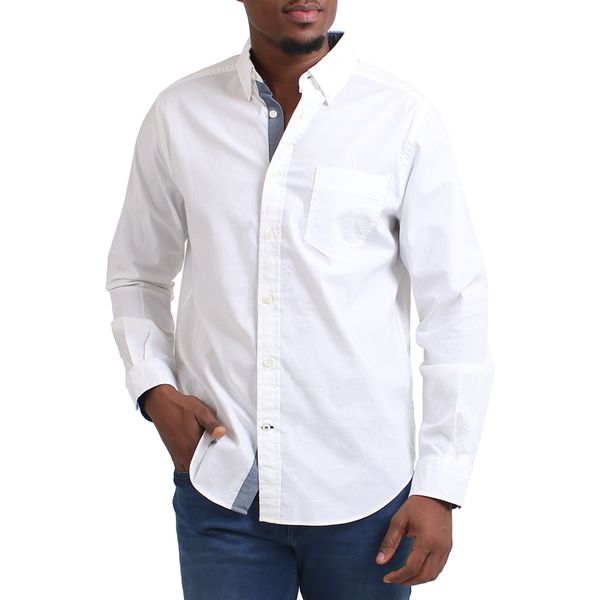 Nautica Men'sclassic Anchor Long Sleeved Woven Shirt - Riviera Blue