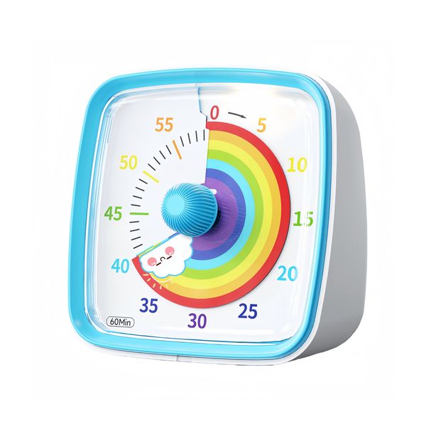 Smart Kids Rainbow Visual Study Timer with Clock - Glow-in-the-Dark/Silent