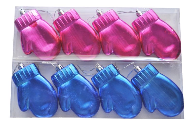 Christmas Glove Decorations - Pink and Blue - 8pc