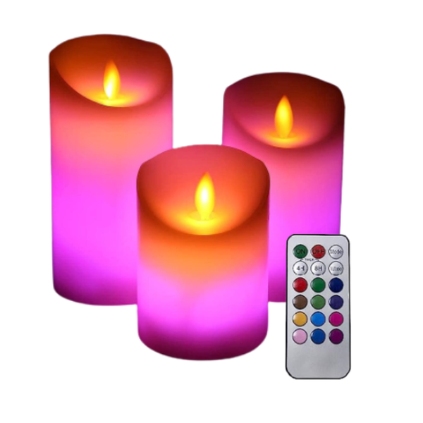 Arole 3-Piece Battery Operated Remote Control Led Candle