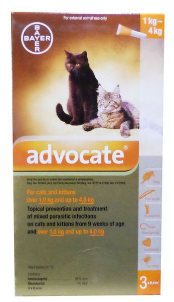 Advovate Cat/Kitten 1-4kg Orange - For Ticks &amp; Fleas