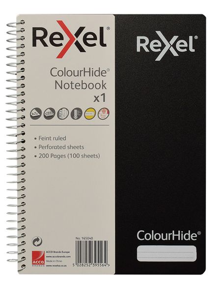 Rexel Notebook A5 Feint and Ruled Perforated Pages - Black