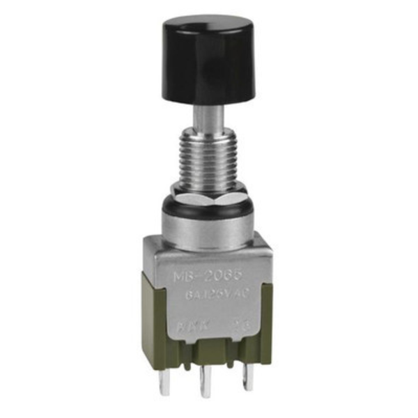 MB2011SD3W01-BA SPDT Momentary 6A IP67 Pushbutton with 8mm Black Cap