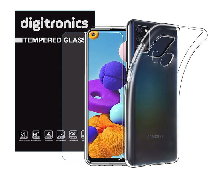 Tempered Glass and Clear Case Combo for Samsung Galaxy A21s
