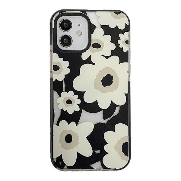 Beautiful Flower Print Cover Compatible with iPhone - White &amp; Black