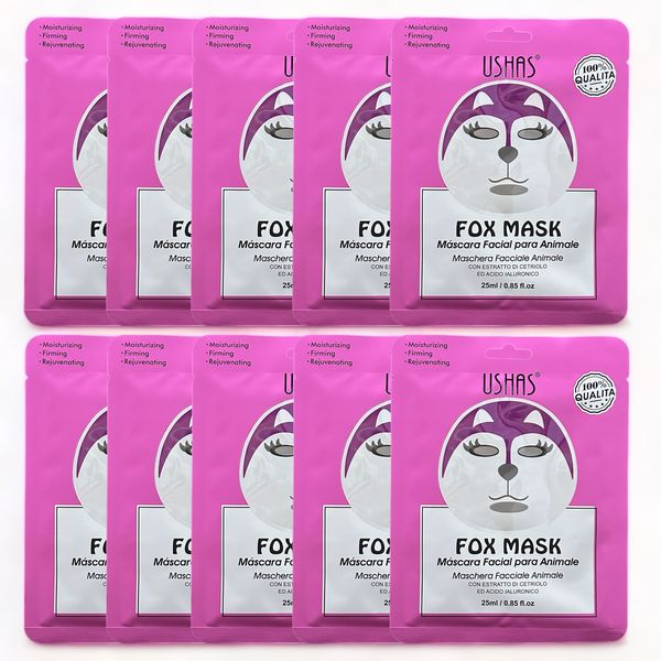 Set of 10 - Fox Moisturizing Firming Rejuvenating Face Mask Sheets 25ml