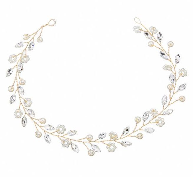 Olive Tree - Floral Beads &amp; Crystal Styled Headband - Bridal / Formal Event
