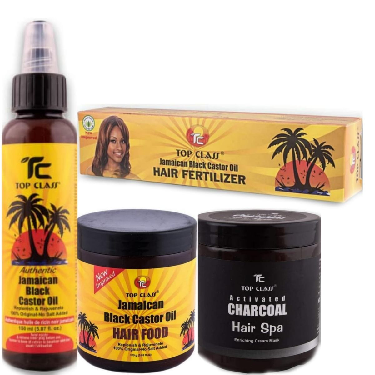 Hair Regrowth Kit- Mask, Jamaican Black Castor Oil Hairfood, Oil & Ferlizer