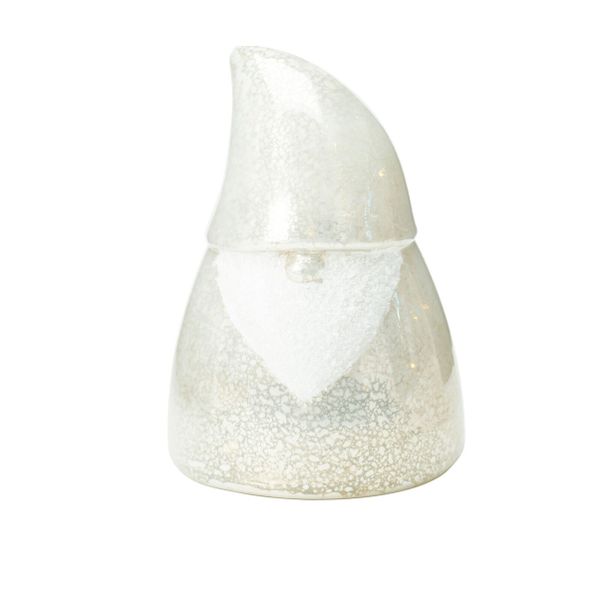 14cm White Santa Figurine with LED Light - Elegant Christmas Decor