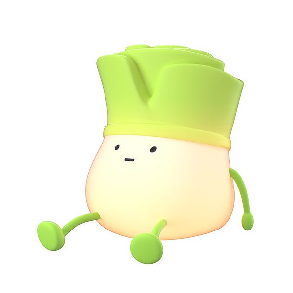 Cute Silicone Leek Head Tap LED Night Light for Children