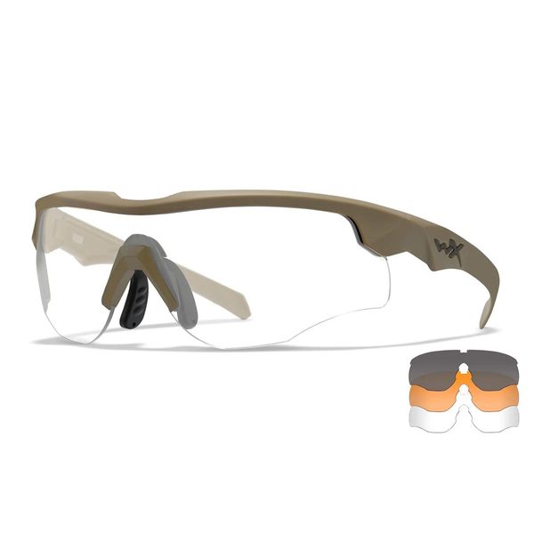 Wiley X WX Rogue Comm Eyewear - Grey/Clear/Light Rust Lenses, Tan Frame