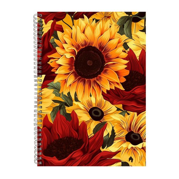 Yellow Sunflowers And Red Tulips Notebook Animal Gift Idea Notepad Pad 117
