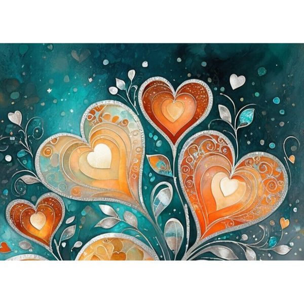 Modern Canvas Wall Art Home Decor - Orange heart