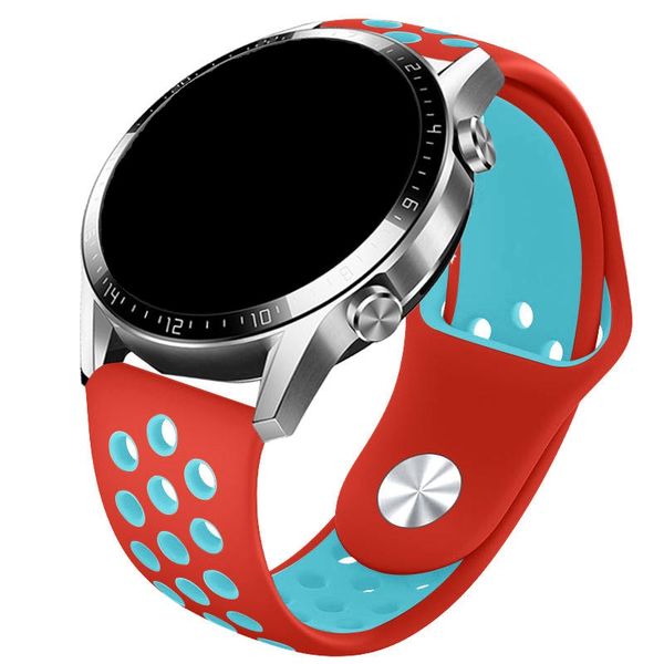 Silicone Sports Band for Smart Watch - Red &amp; Sky Blue - Newton - 22mm