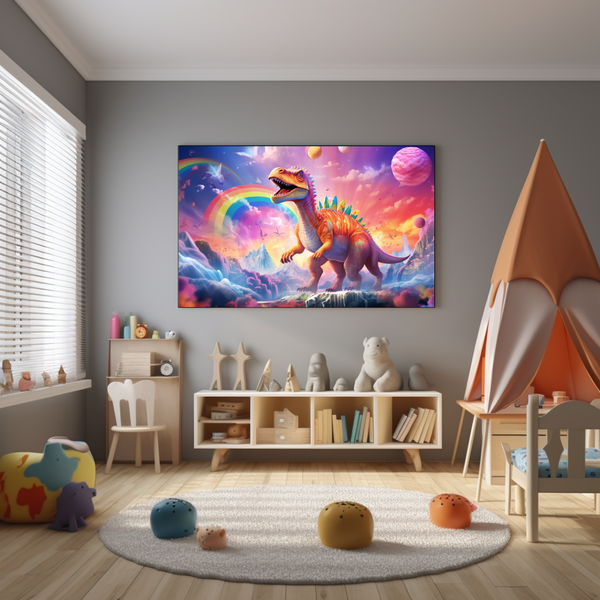 Canvas Wall Art - Rainbow Dino World - BK0122