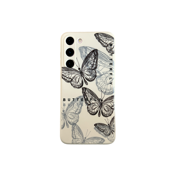 Beige Case with Two Colour Butterflies &amp; Pro Camera for Samsung S23+