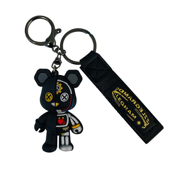 Cartoon Mechanical Teddy Bear Keychain Bag Decoration Car Pendant
