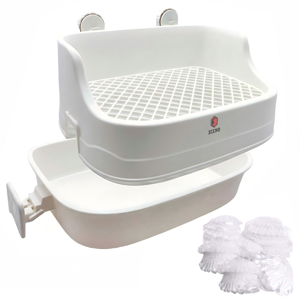 Rabbit Litter Pan Bunny Toilet Tray White 36x24x15.5cm W/ 50Pcs Tray Liners