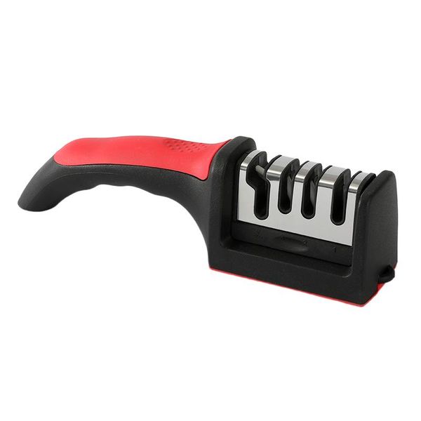 Handheld Knife Sharpener - Quick Kitchen Tool for Home Use Black with red