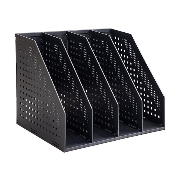 Collapsible Magazine File Holder/Desk Organizer 4 Vertical Compartments