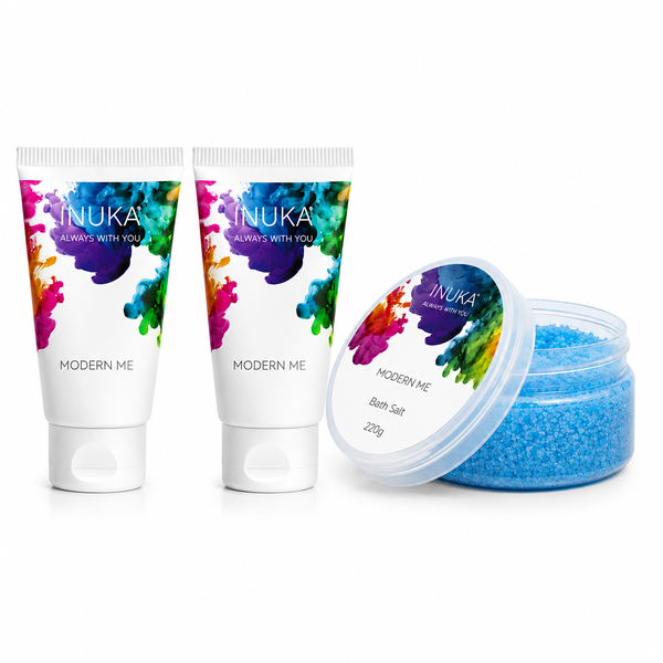 Inuka Modern Me Body Wash, Body Lotion and Bath Salt Set - Blue for Her