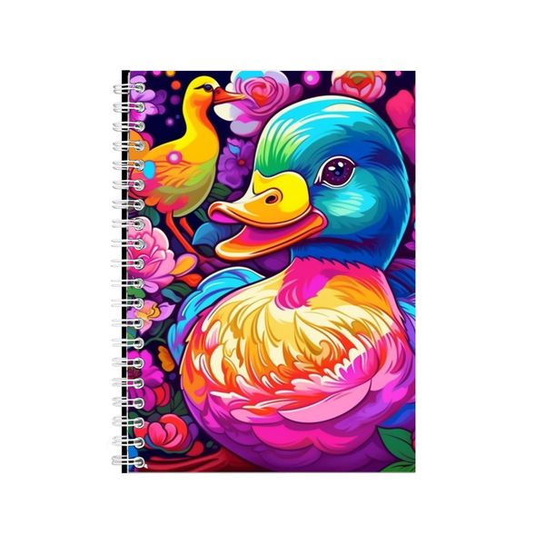 Roses And Peonies Around Duck Neon Notebook Gift Idea A4 Notepad Pad 75