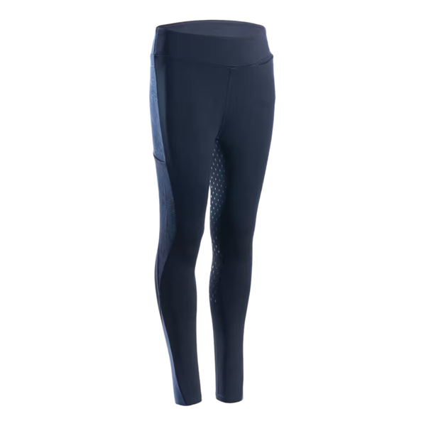 Fouganza Kids' Horse Riding Leggings Fullgrip 500 - Navy Print