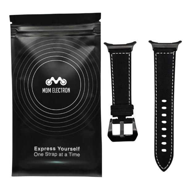 Suade Infused Leather Strap Compatible With Samsung Galaxy Watch 8-Black