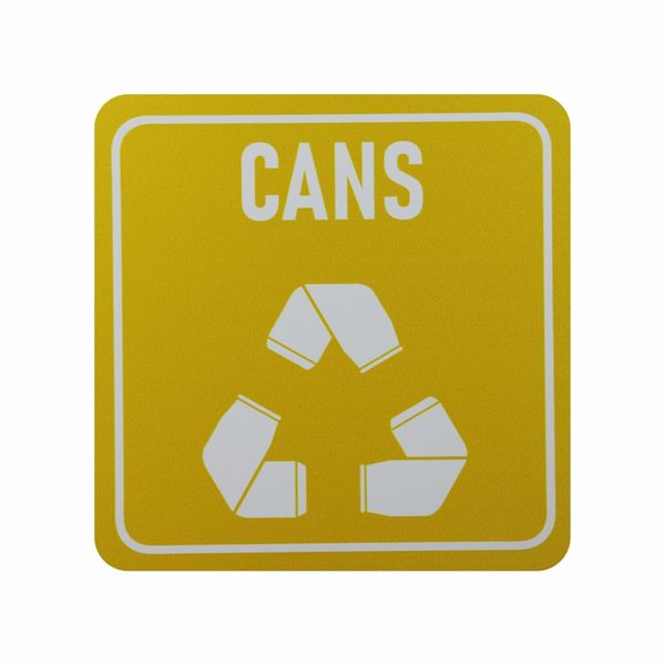Parrot Products Cans Recycle Sign on White ACP 15 x 15cm Yellow