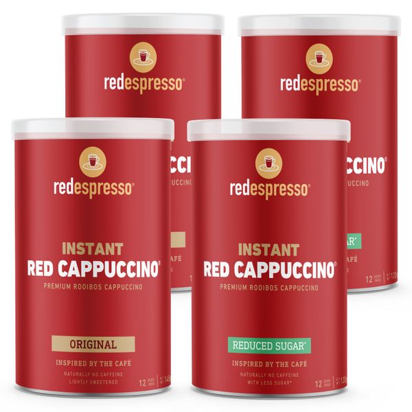Red Espresso - Original and Reduces Sugar Rooibos Cappuccino Variety Bundle