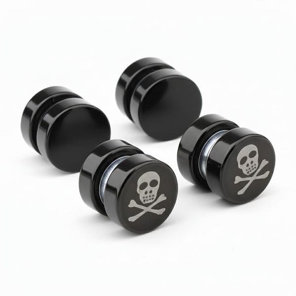2 Pair Non Piercing Clip on Magnetic Ear Stud Men Fake Earrings