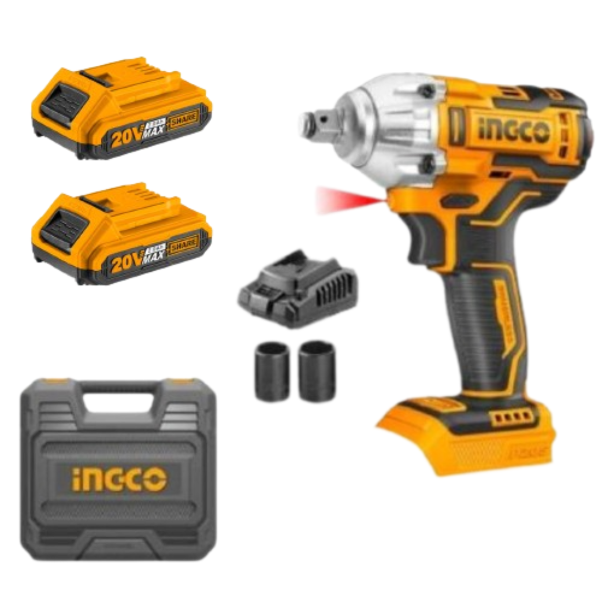 Ingco Cordless Impact Wrench 300NM 20V in Carry Case