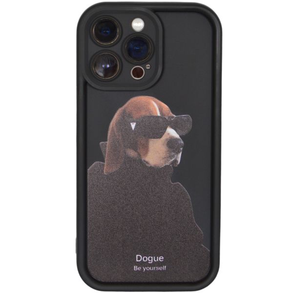 Phone Case with Dog Wearing Sunglasses - Iphone 15 Pro Max - Black