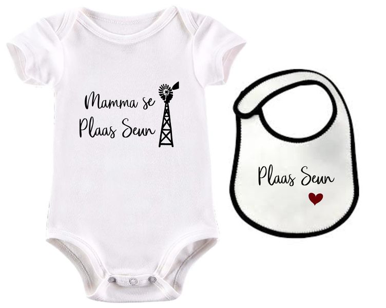 Mamma se Plaas Seun Afrikaans baby grow &amp; bib combo