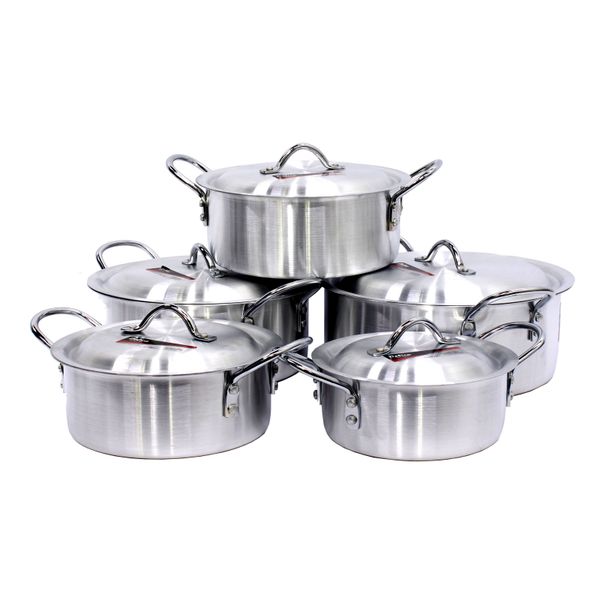 Delica Cookware Pot Set – 10 Piece (Aluminium - Stainless Steel)