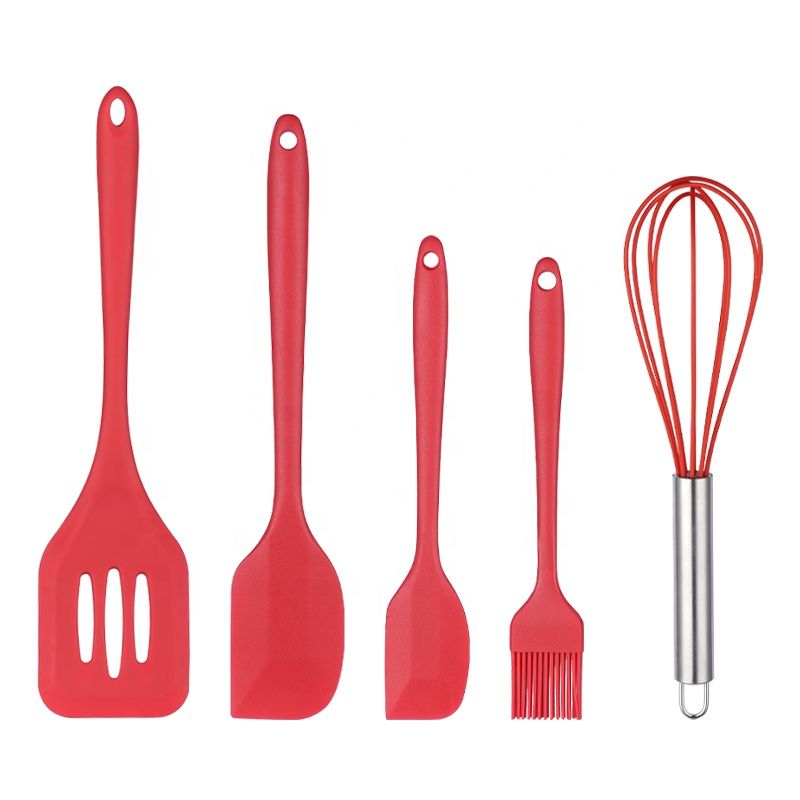 Set Of 5 Silicone NonStick Baking Kitchen Utensils Cookware Set Red