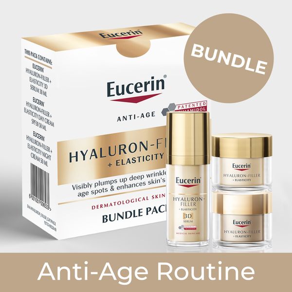 Eucerin Hyaluron Filler+Elasticity Day &amp; Night Face Care Bundle, Pack of 3