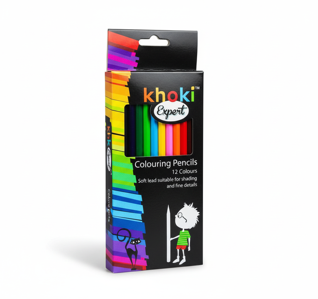 Khoki 12 Piece Colouring Pencils Set - Vibrant Art Supplies for - 2 Pack