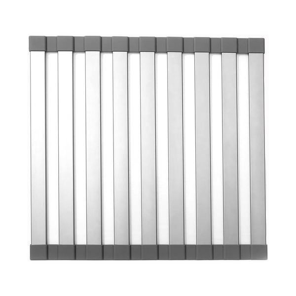 Foldable Dish Drying Rack with Non-Slip Base - Over Sink Aluminum Drainer