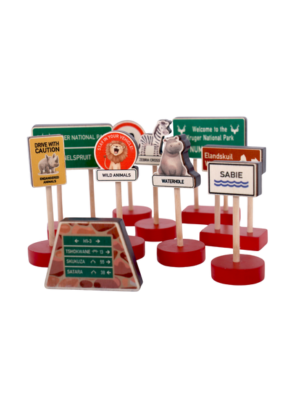 Grow Baby ~ Wooden Road Sign Set ~ Safari Set ~ 10 Pieces