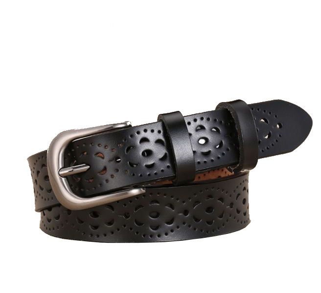 Olive Tree - Ladies Genuine Leather Belt With Perforated Pattern