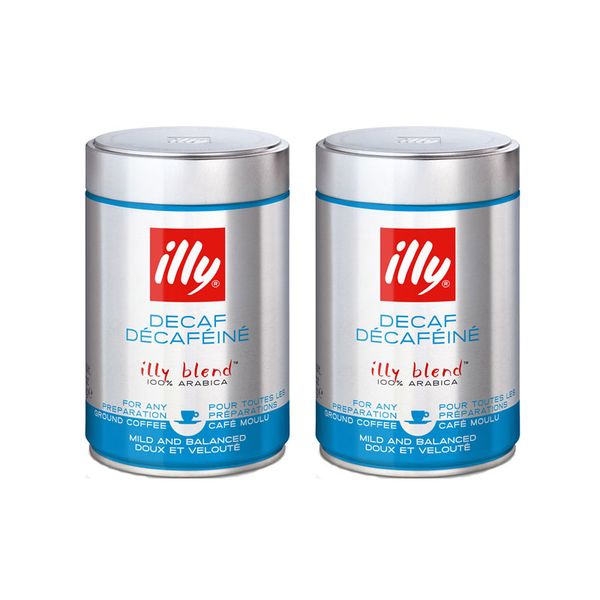 illy Ground Decaf Coffee – Mild and Balanced 100% Arabica Blend - 2 x 250g