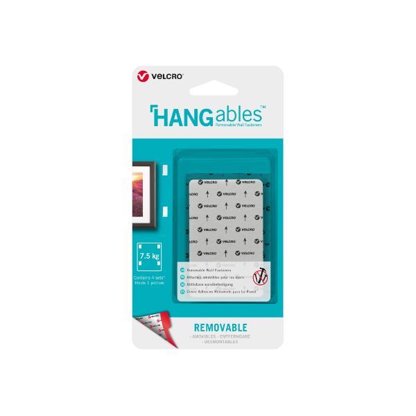 VELCRO® Brand HANGables™ 44mm x 76mm strips. white. 4pcs